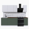 Набор корпусной мебели для кухни " Микс Топ-5" белый премиум/дымчато зеленый/дуб флагстаф темный