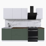 Набор корпусной мебели для кухни " Микс Топ-5" белый премиум/дымчато зеленый/дуб флагстаф темный