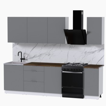 Набор корпусной мебели для кухни " Микс Топ-6" шиншилла серая/ шиншилла серая/дуб флагстаф темный