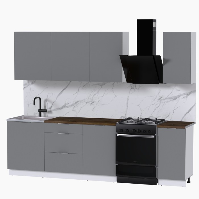 Набор корпусной мебели для кухни " Микс Топ-6" шиншилла серая/ шиншилла серая/дуб флагстаф темный