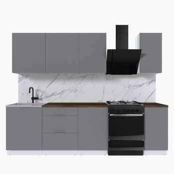 Набор корпусной мебели для кухни " Микс Топ-6" шиншилла серая/ шиншилла серая/дуб флагстаф темный