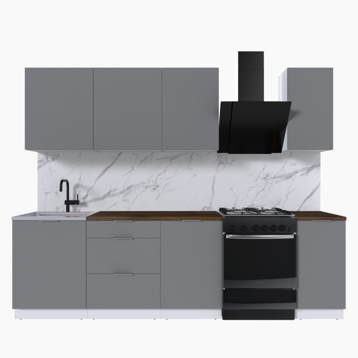 Набор корпусной мебели для кухни " Микс Топ-6" шиншилла серая/ шиншилла серая/дуб флагстаф темный