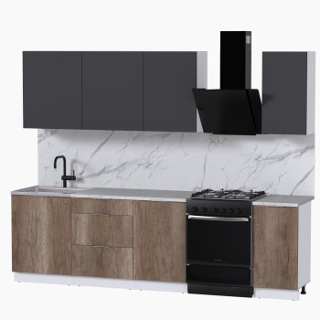 Набор корпусной мебели для кухни " Микс Топ-6" графит серый/дуб каньон/мрамор марквина