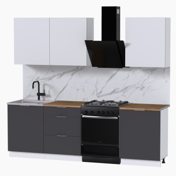 Набор корпусной мебели для кухни " Микс Топ-4" белый премиум/ графит серый/дуб вотан