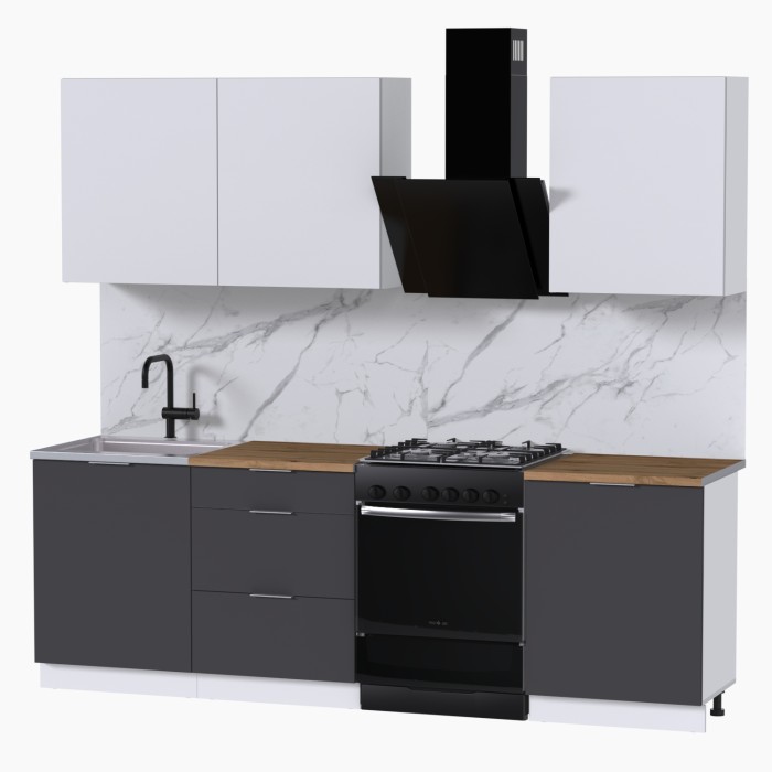 Набор корпусной мебели для кухни " Микс Топ-4" белый премиум/ графит серый/дуб вотан