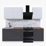 Набор корпусной мебели для кухни " Микс Топ-4" белый премиум/ графит серый/дуб вотан