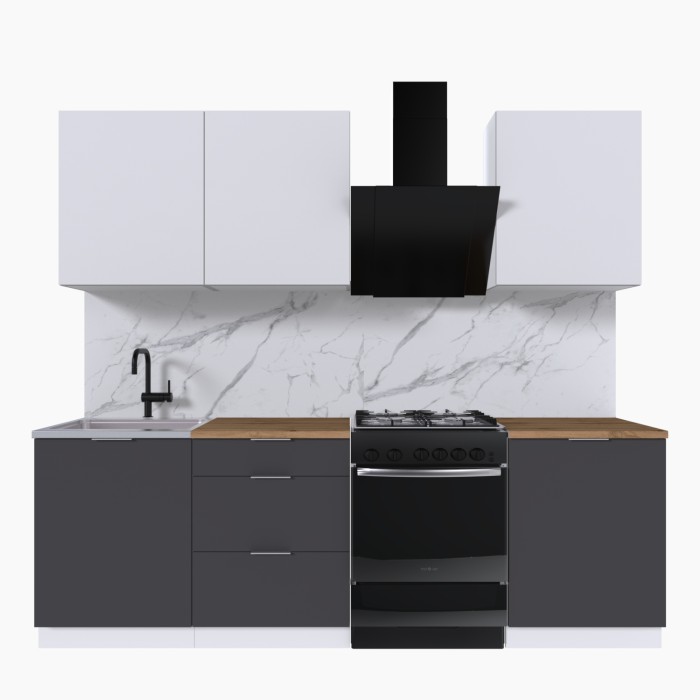 Набор корпусной мебели для кухни " Микс Топ-4" белый премиум/ графит серый/дуб вотан