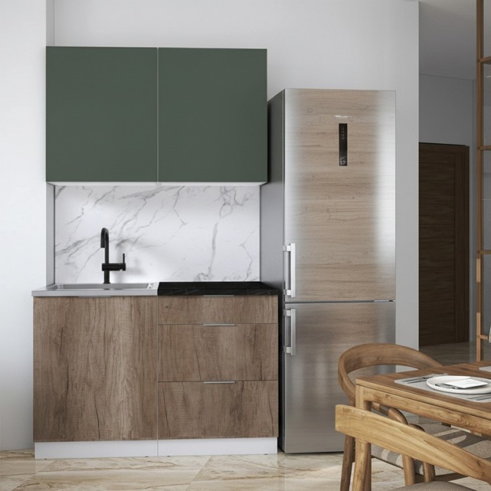 Набор корпусной мебели для кухни " Микс Топ-1" дымчато зеленый/ дуб каньон/тунис