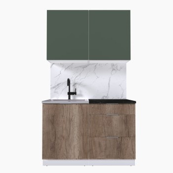 Набор корпусной мебели для кухни " Микс Топ-1" дымчато зеленый/ дуб каньон/тунис