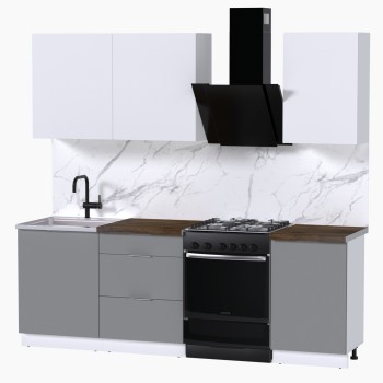 Набор корпусной мебели для кухни " Микс Топ-3" белый премиум/шиншилла серая/дуб флагстаф темный