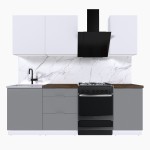 Набор корпусной мебели для кухни " Микс Топ-3" белый премиум/шиншилла серая/дуб флагстаф темный