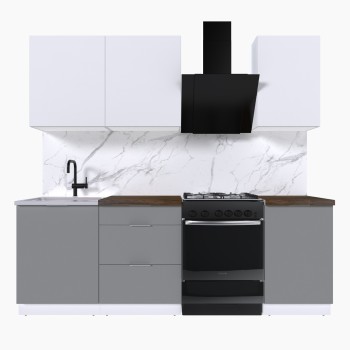 Набор корпусной мебели для кухни " Микс Топ-3" белый премиум/шиншилла серая/дуб флагстаф темный