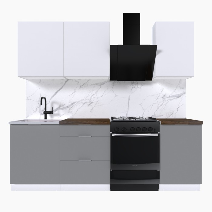 Набор корпусной мебели для кухни " Микс Топ-3" белый премиум/шиншилла серая/дуб флагстаф темный