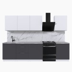 Набор корпусной мебели для кухни " Микс Топ-8" белый премиум/ графит серый/мрамор марквина