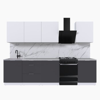 Набор корпусной мебели для кухни " Микс Топ-8" белый премиум/ графит серый/мрамор марквина