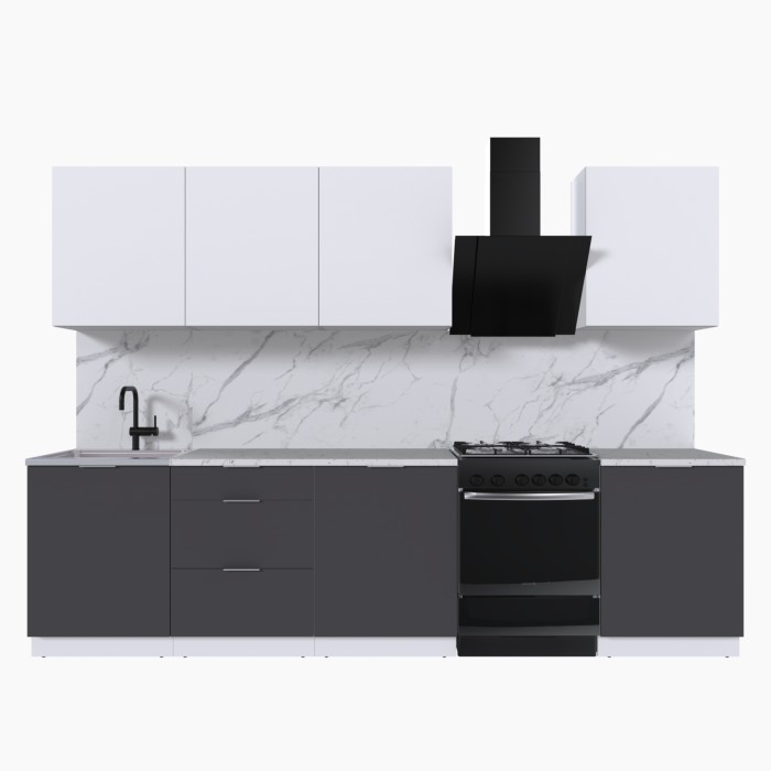 Набор корпусной мебели для кухни " Микс Топ-8" белый премиум/ графит серый/мрамор марквина