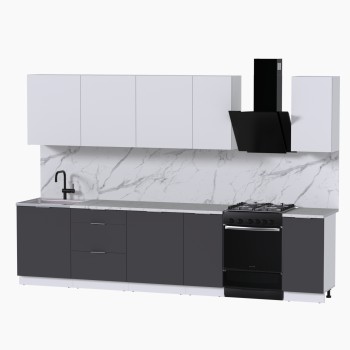 Набор корпусной мебели для кухни " Микс Топ-9" белый премиум/ графит серый/мрамор марквина
