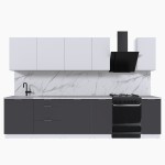 Набор корпусной мебели для кухни " Микс Топ-9" белый премиум/ графит серый/мрамор марквина