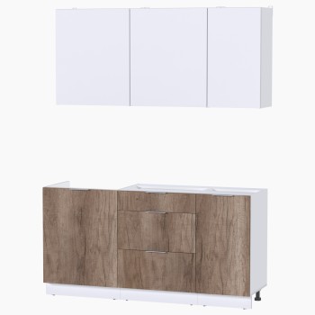 Набор корпусной мебели для кухни " Микс Топ-2" белый премиум/дуб каньон