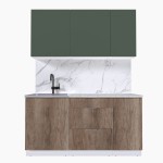 Набор корпусной мебели для кухни " Микс Топ-2" дымчато зеленый/ дуб каньон/мрамор марквина