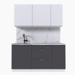 Набор корпусной мебели для кухни " Микс Топ-2" белый премиум/ графит серый/мрамор марквина