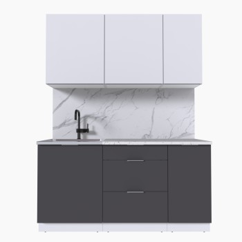 Набор корпусной мебели для кухни " Микс Топ-2" белый премиум/ графит серый/мрамор марквина