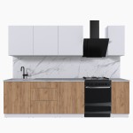 Набор корпусной мебели для кухни " Микс Топ-7" белый премиум/дуб крафт золотой/мрамор лацио белый