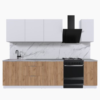 Набор корпусной мебели для кухни " Микс Топ-7" белый премиум/дуб крафт золотой/мрамор лацио белый