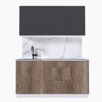 Набор корпусной мебели для кухни " Микс Топ-2" графит серый/дуб каньон/мрамор лацио белый