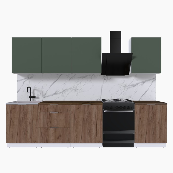 Набор корпусной мебели для кухни " Микс Топ-8" дымчато зеленый/ дуб крафт табачный/дуб флагстаф темный