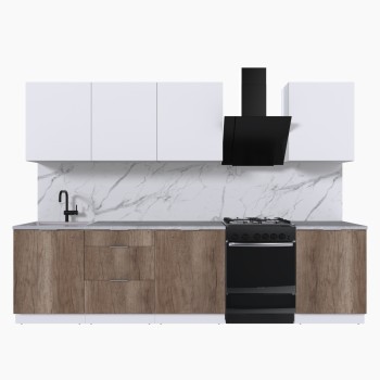 Набор корпусной мебели для кухни " Микс Топ-8" белый премиум/дуб каньон/мрамор лацио белый