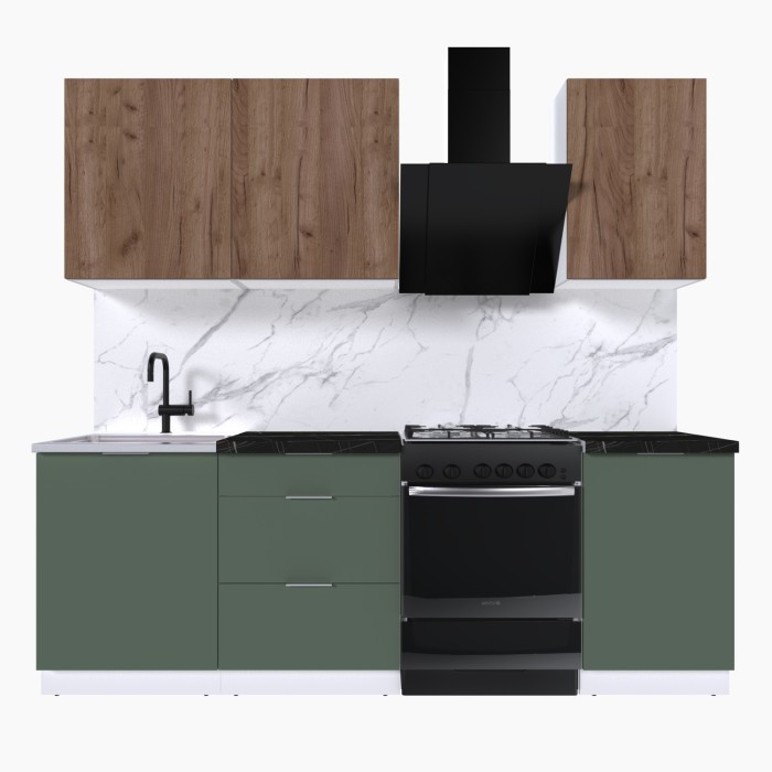 Набор корпусной мебели для кухни " Микс Топ-3" дуб крафт табачный/дымчато зеленый/тунис