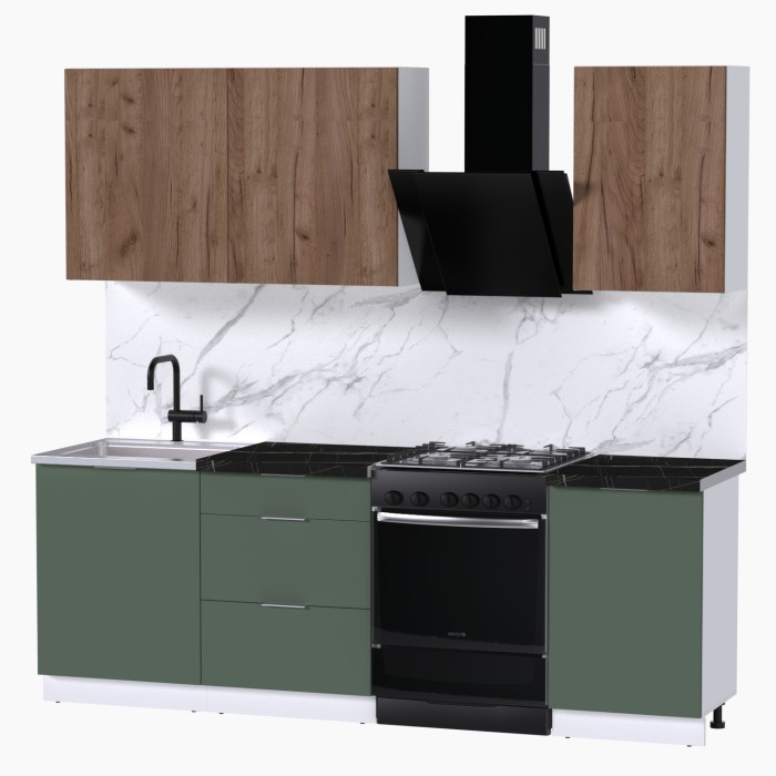 Набор корпусной мебели для кухни " Микс Топ-3" дуб крафт табачный/дымчато зеленый/тунис