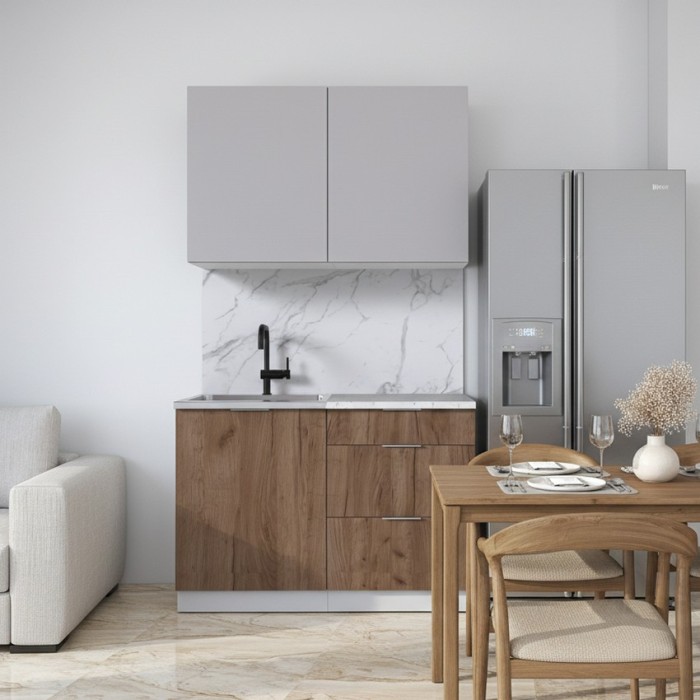 Набор корпусной мебели для кухни " Микс Топ-1" кашемир/дуб крафт табачный/мрамор марквина