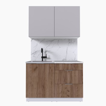 Набор корпусной мебели для кухни " Микс Топ-1" кашемир/дуб крафт табачный/мрамор марквина