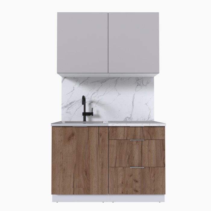 Набор корпусной мебели для кухни " Микс Топ-1" кашемир/дуб крафт табачный/мрамор марквина