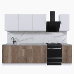 Набор корпусной мебели для кухни " Микс Топ-7" белый премиум/дуб каньон/мрамор марквина