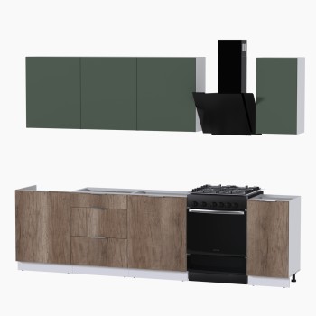 Набор корпусной мебели для кухни " Микс Топ-7" дымчато зеленый/ дуб каньон
