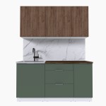 Набор корпусной мебели для кухни " Микс Топ-2" дуб крафт табачный/дымчато зеленый/дуб флагстаф темный