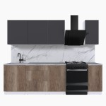 Набор корпусной мебели для кухни " Микс Топ-6" графит серый/дуб каньон/мрамор лацио белый