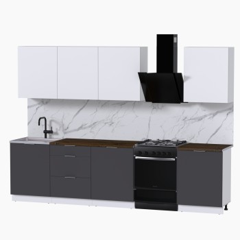 Набор корпусной мебели для кухни " Микс Топ-8" белый премиум/графит серый/дуб флагстаф темный