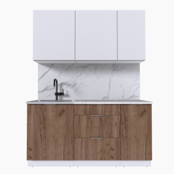 Набор корпусной мебели для кухни " Микс Топ-2" белый премиум/дуб крафт табачный/мрамор марквина