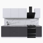 Набор корпусной мебели для кухни " Микс Топ-7" белый премиум/ графит серый/мрамор марквина