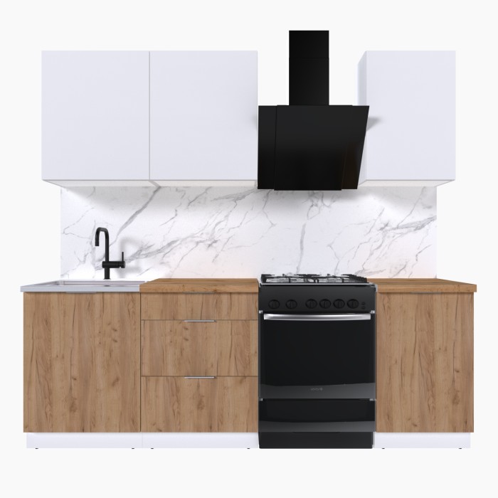 Набор корпусной мебели для кухни " Микс Топ-3" белый премиум/дуб крафт золотой/дуб вотан