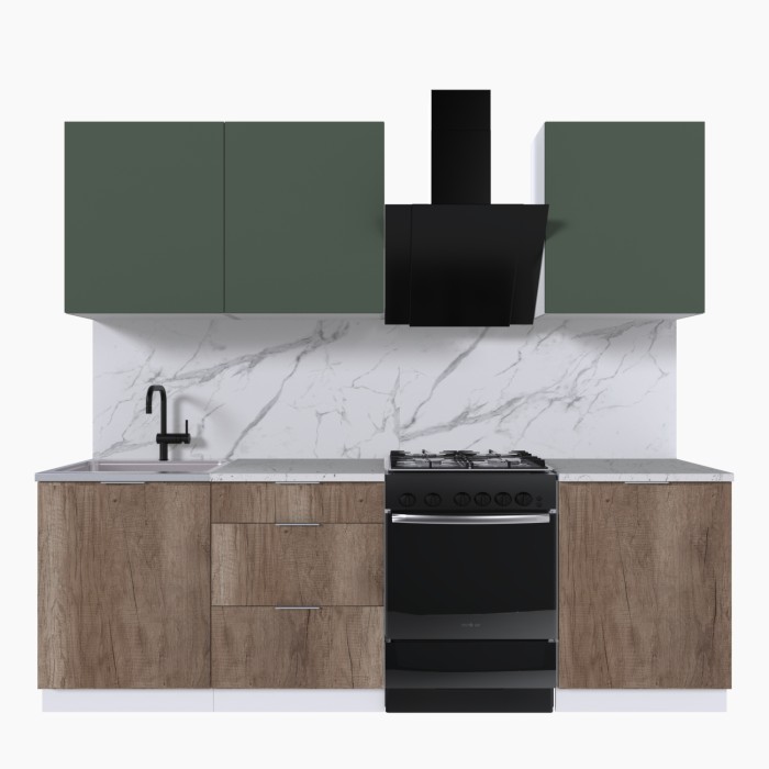 Набор корпусной мебели для кухни " Микс Топ-4" дымчато зеленый/ дуб каньон/мрамор марквина