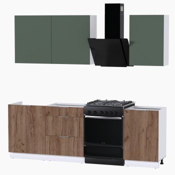 Набор корпусной мебели для кухни " Микс Топ-3" дымчато зеленый/ дуб крафт табачный