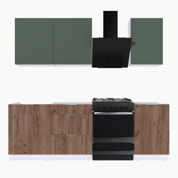 Набор корпусной мебели для кухни " Микс Топ-3" дымчато зеленый/ дуб крафт табачный