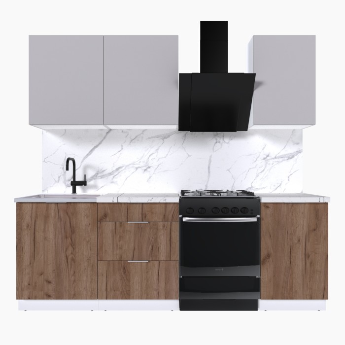 Набор корпусной мебели для кухни " Микс Топ-3" кашемир/дуб крафт табачный/мрамор марквина