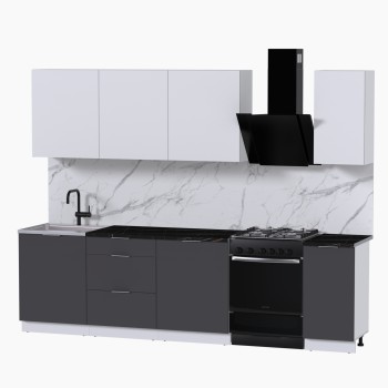 Набор корпусной мебели для кухни " Микс Топ-7" белый премиум/ графит серый/тунис