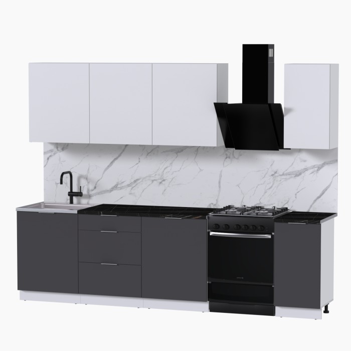 Набор корпусной мебели для кухни " Микс Топ-7" белый премиум/ графит серый/тунис